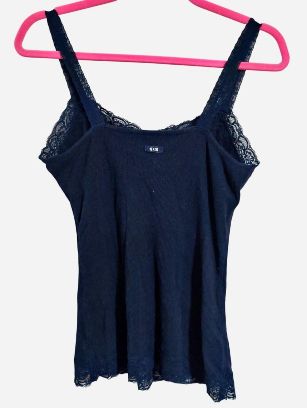 Navy blue Converse One Star lace cami tank top with lace straps and built in bra - Picture 2 of 3